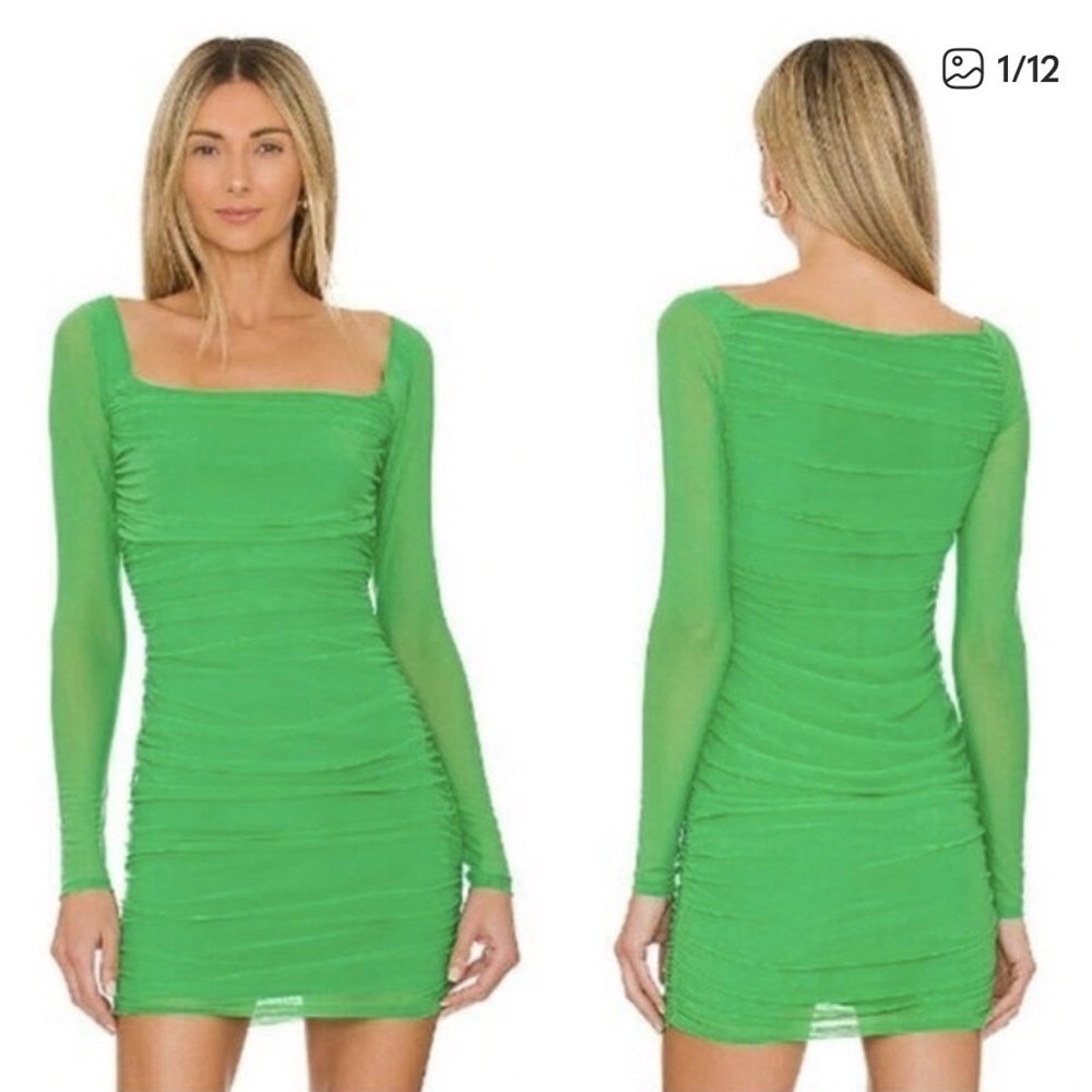 Majorelle Mesh Long Sleeve Dress in Green Apple - NWT
